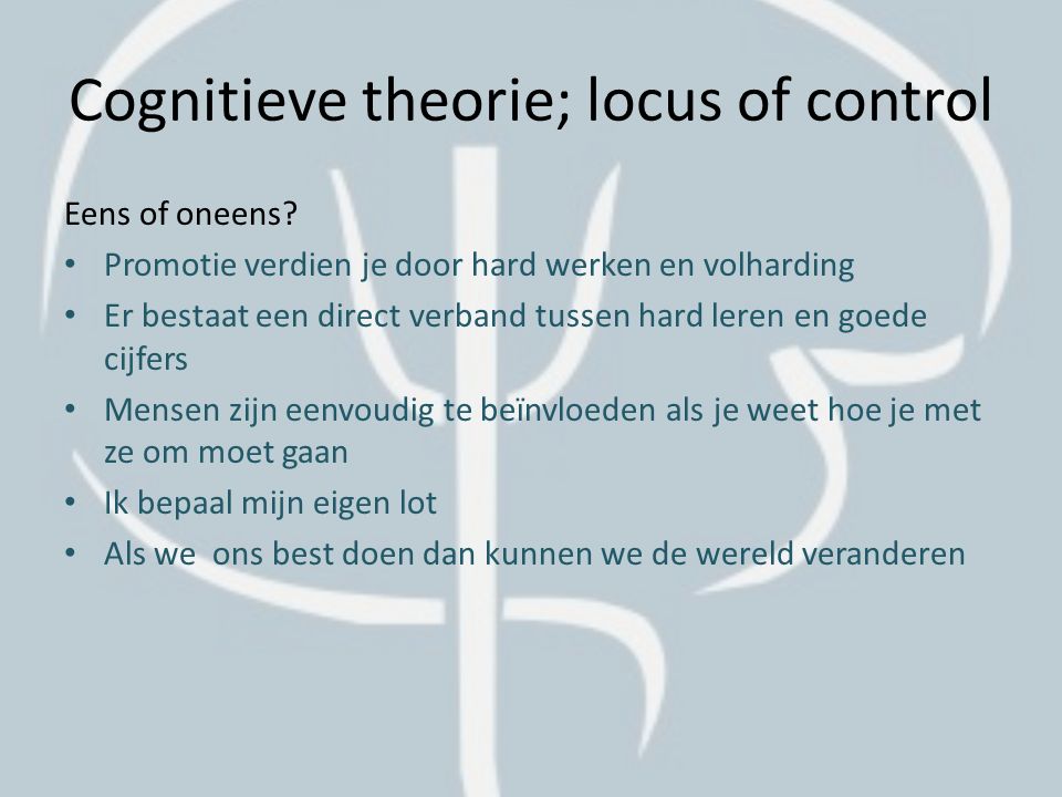 Cognitieve theorie; locus of control