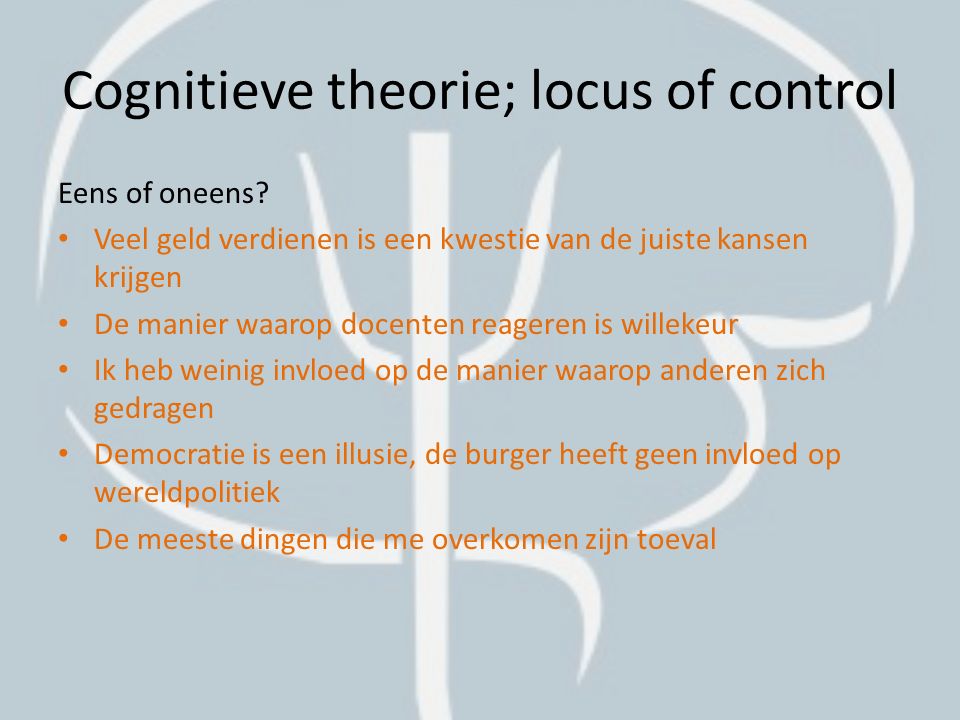 Cognitieve theorie; locus of control
