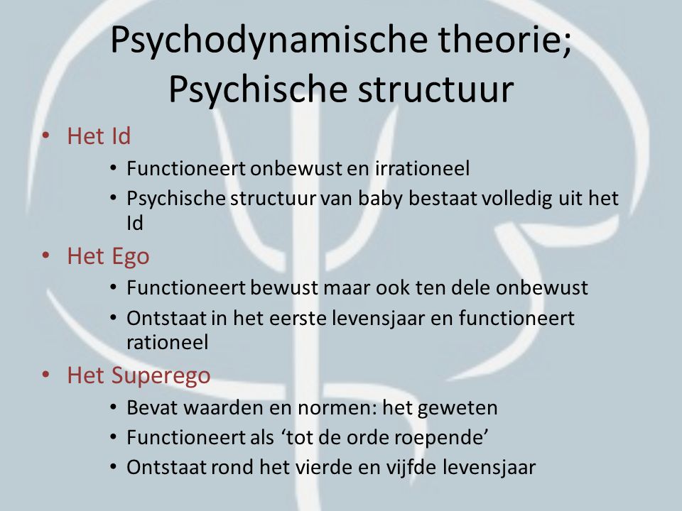 Psychodynamische theorie; Psychische structuur