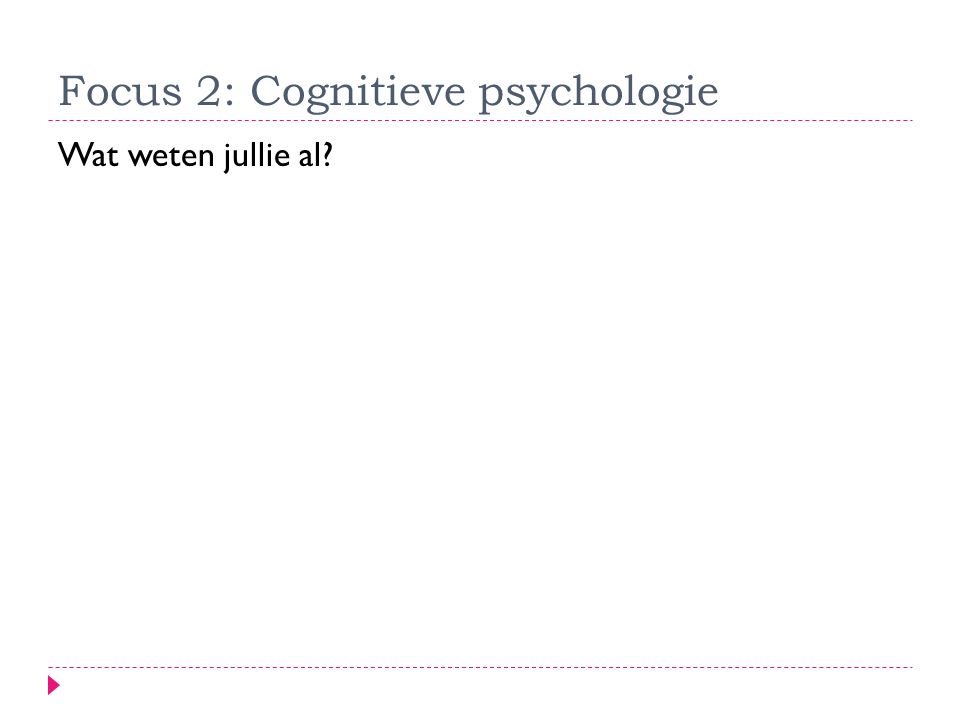 Focus 2: Cognitieve psychologie
