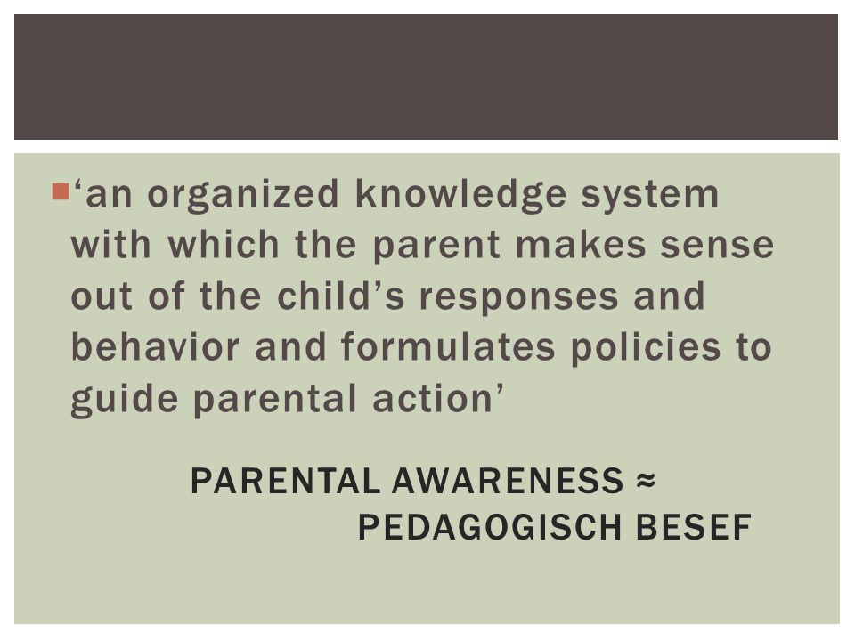 Parental awareness ≈ Pedagogisch besef