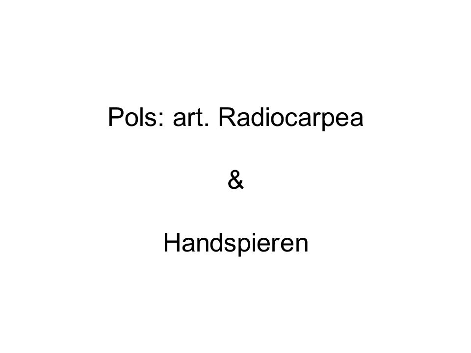 Pols: art. Radiocarpea & Handspieren