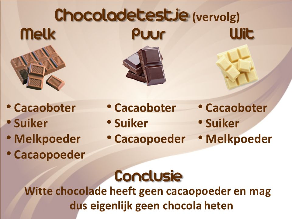 Chocoladetestje (vervolg)